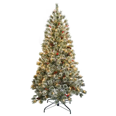 6 ft. Pre-Lit & Pre-Decorated Crystal Cashmere Full Artificial Christmas Tree, Clear Lights