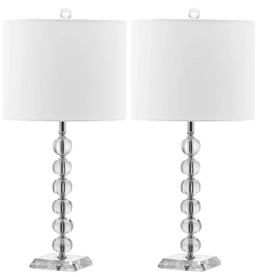 Victoria Crystal Ball Lamp Set in Clear & White