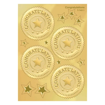 Trend Enterprises Gold Congratulations Award Seals Stickers, 6 Packs