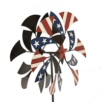 Glitzhome® Iron Flag Double-side Windmill Garden Yard Stake