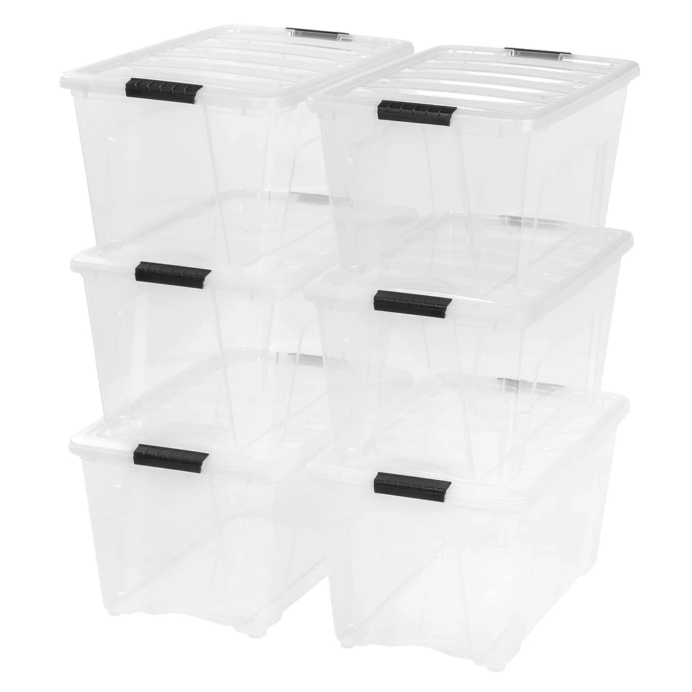 Iris® Clear Stack & Pull™ Storage Tote, 6 Pack