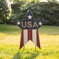 Glitzhome® Wooden "USA" Star Garden Yard Stake/Wall Décor