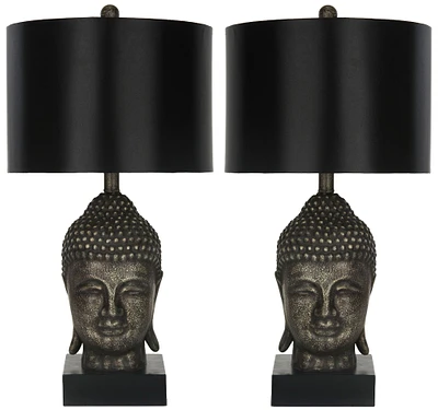 Golden Buddha Table Lamp Set in Gold