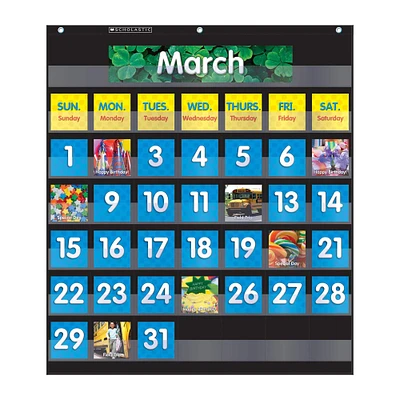 12 Pack: Pocket Chart Monthly Calendar Black