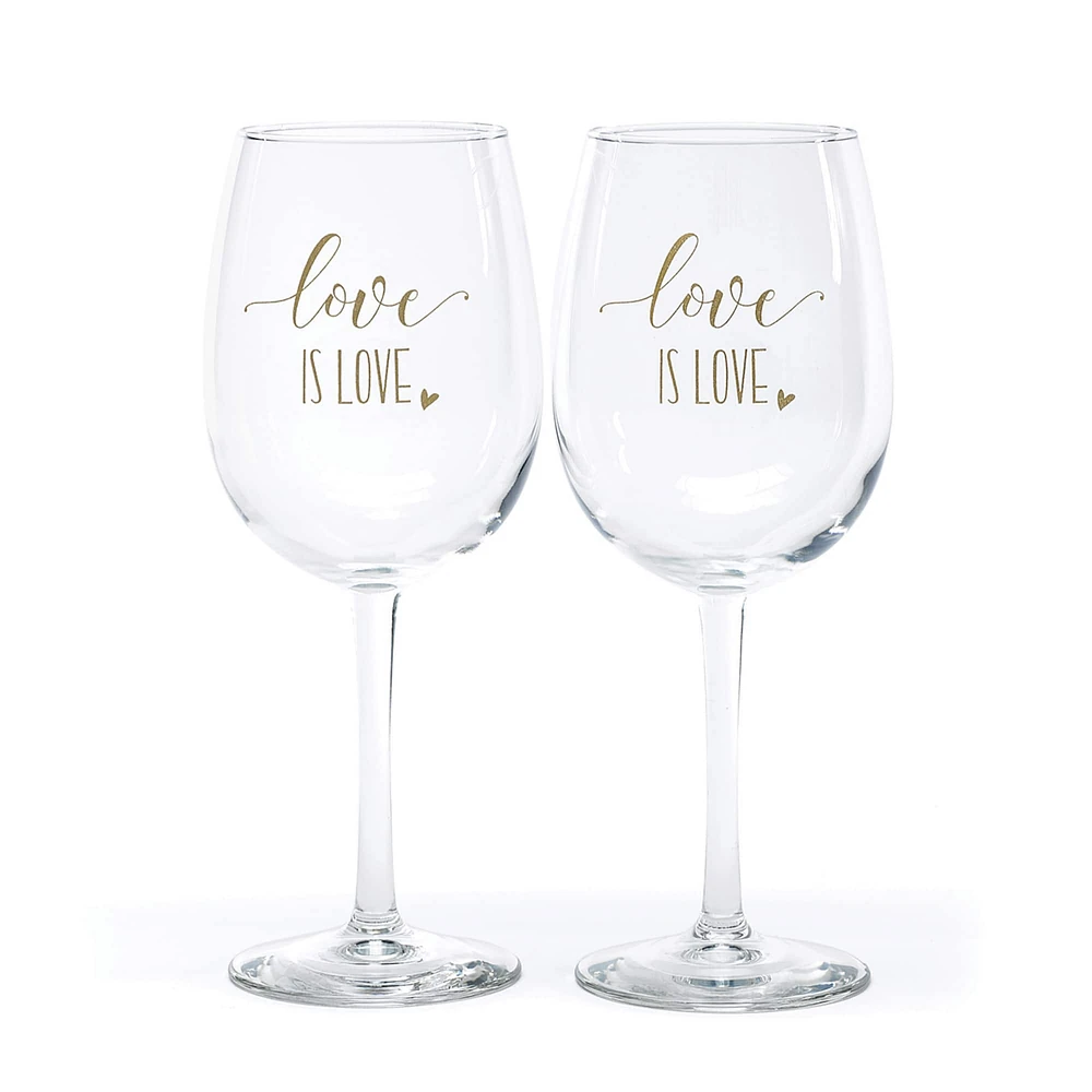 Hortense B. Hewitt Co. Wine Glasses, Love is Love