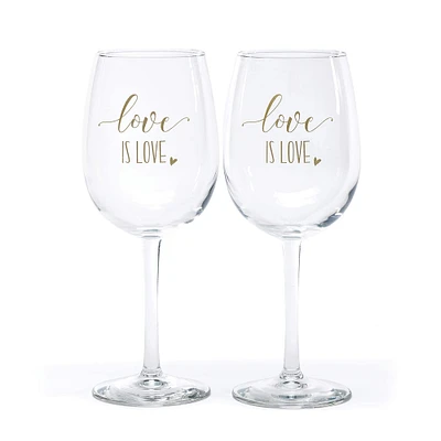 Hortense B. Hewitt Co. Wine Glasses, Love is Love