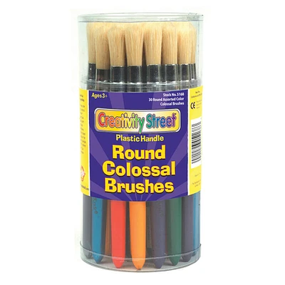 6 Packs: 30 ct. (180 total) Creativity Street® Colossal Natural Bristle Round Brushes