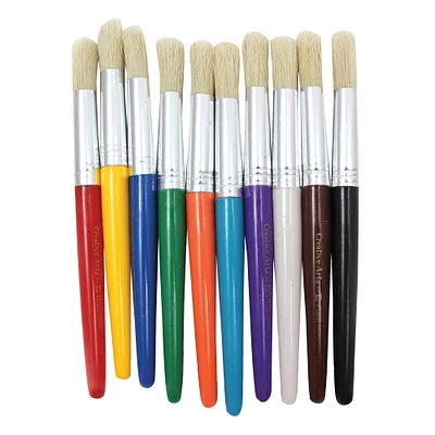 Charles Leonard Stubby Round Brushes, Assorted Colors - 10 Per Pack, 3 Packs