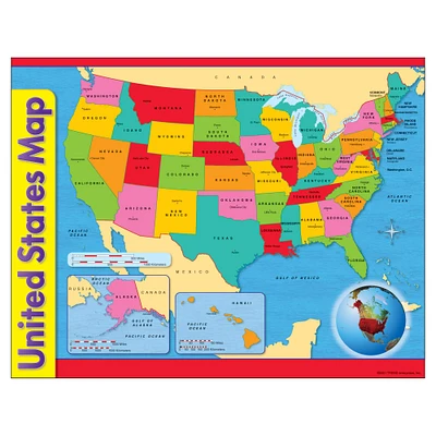 United States Map Learning Chart, 17" x 22", 12 Pack