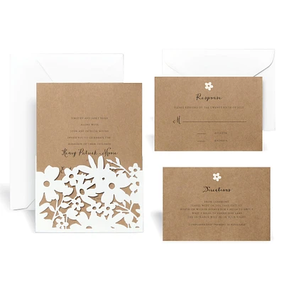 Laser-Cut Wrap-In Floral Wedding Invitation Kit By Celebrate It™