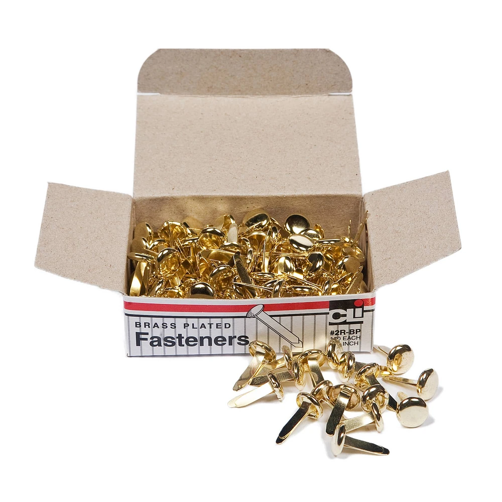 0.5" Brass Plated Paper Fasteners, 20 Boxes