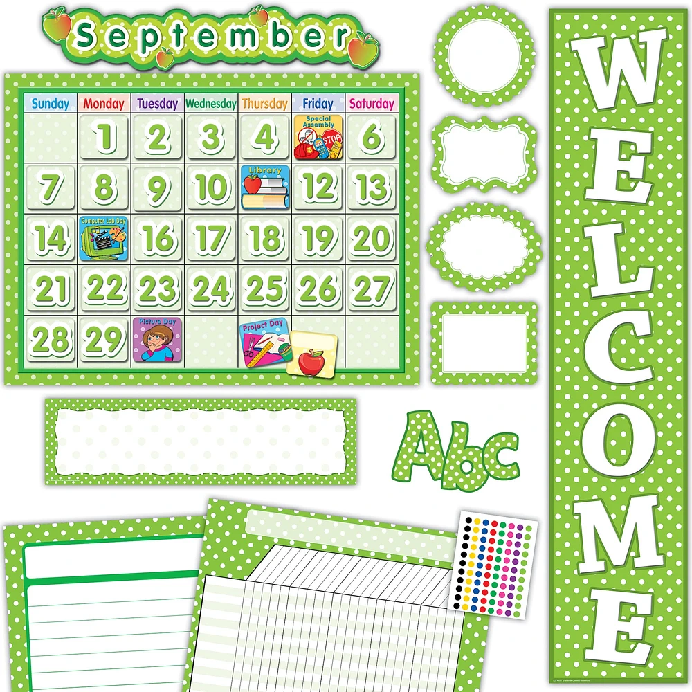 Lime Polka Dots Classroom Set