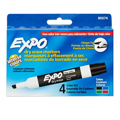 4 Packs: 3 Packs 4 ct. (48 total) Expo® Low Odor Basic Assorted Chisel Tip Dry Erase Markers