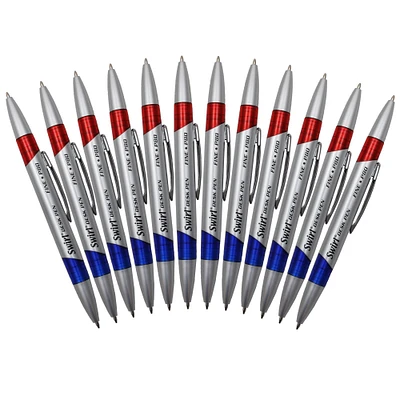 J.R. Moon Pencil Co. Swirl Ink Pens, Red/Blue Combo, 12 Pack