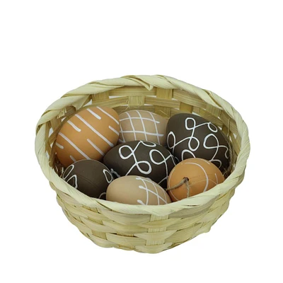 Set of 7 Natural Tone Painted Easter Egg Ornaments