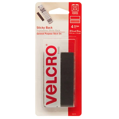 VELCRO® Sticky Back™ 3/4" x 3.5" Black Tape Strips, 12 Pack Bundle