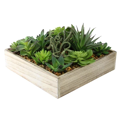 10" Green Artificial Succulent Arrangement in Garden Box