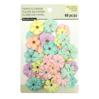 12 Packs: 60 ct. (720 total) Pastel Paper Flower Embellishments by Recollections™