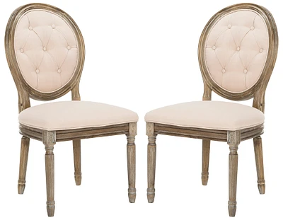 Holloway Tufted Oval Side Chair Set of 2 in Beige