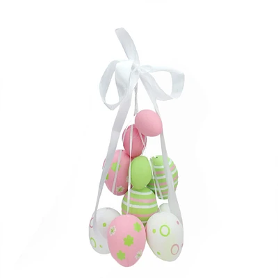 Pastel Pink, Green and White Easter Egg Cluster Hanging Decoration