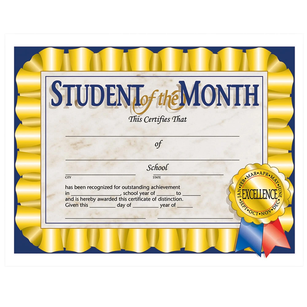 Flipside Products 8.5” x 11” Student of the Month Certificate, 6 Pack Bundle