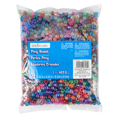 12 Pack: 1lb. Multicolor Pony Beads by Creatology