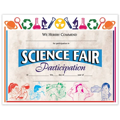 Flipside Products 8.5” x 11” Science Fair Participation Award, 6 Pack Bundle