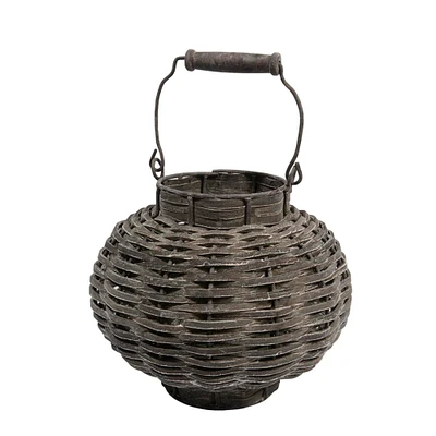 Beach Day Weathered Woven Wood Votive Candle Lantern