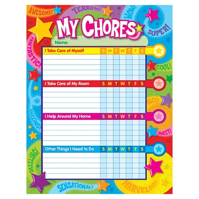 Trend Enterprises Praise Words `n Stars Success Charts/Chore Charts, 6 pads