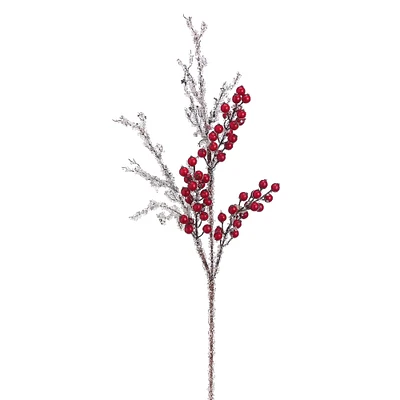 32" Iced Berry Twig Stem, Red