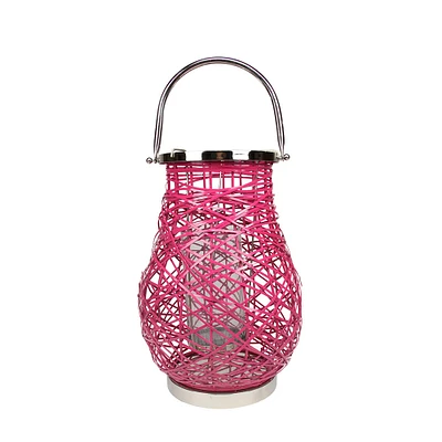 Decorative Woven Iron Pillar Candle Lantern