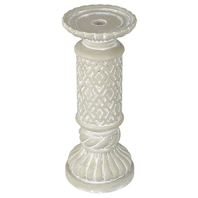 12" Whitewashed Resin Pillar Candle Holder By Ashland®