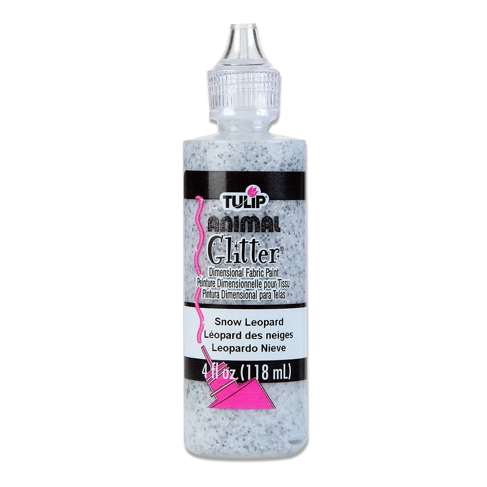 Tulip Dimensional Fabric Paint Glitter Snow Leopard 4 fl oz