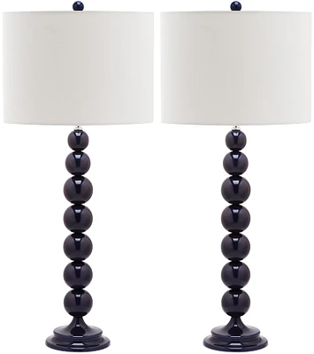 Jenna Stacked Ball Table Lamp Set in Navy