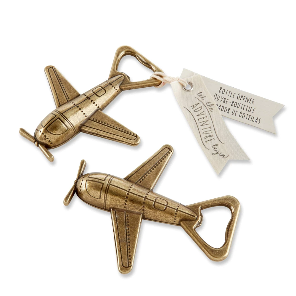 Kate Aspen® "Let the Adventure Begin" Airplane Bottle Opener, 4ct.