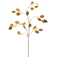 39" Metallic Silver Dollar Leaf Stem, Gold