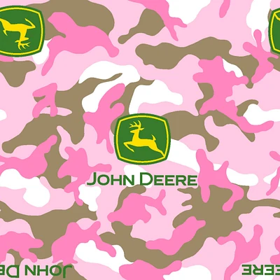 John Deere Everyday Logo Toss On Camo Fleece Fabric