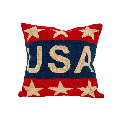 Glitzhome® Handmade Hooked "USA" Pillow Cover