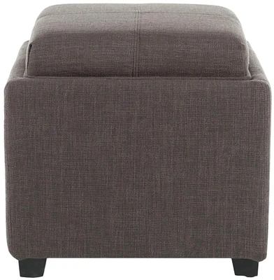 Harrison Single Tray Linen Ottoman in Charcoal