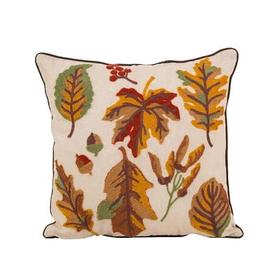 Glitzhome® Embroidered Fall Leaves Pillow