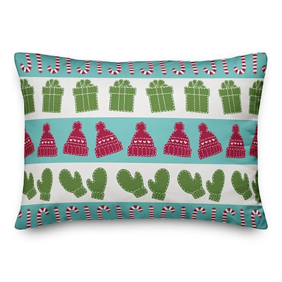 Candy Canes, Mittens & Hats Pattern Throw Pillow