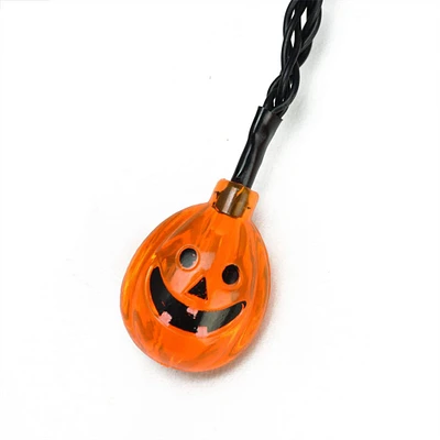 10ct. Orange LED Jack-O-Lantern Pumpkin Halloween Novelty String Lights