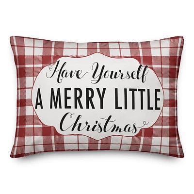 Designs Direct Have Yourself A Merry Little Christmas Plaid 14x20 Throw Pillow