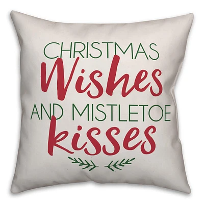 Designs Direct Christmas Wishes and Mistletoe Kisses 18x18 Throw Pillow