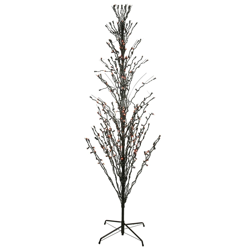 9ft. Orange LED Lighted Halloween Cascade Twig Tree