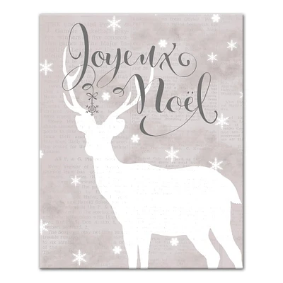 Joyeaux Noel Reindeer Canvas Wall Art