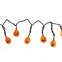 10ct. Orange LED Jack-O-Lantern Pumpkin Halloween Novelty String Lights