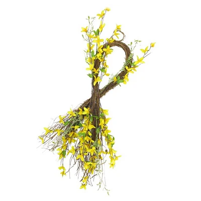 31" Decorative Forsythia Artificial Floral Teardrop Swag