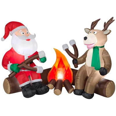 4.25ft. Airblown® Inflatable Christmas Fire & Ice Santa & Reindeer Camping Scene