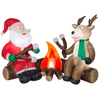 4.25ft. Airblown® Inflatable Christmas Fire & Ice Santa & Reindeer Camping Scene